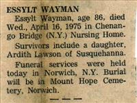 Wayman, Essylt